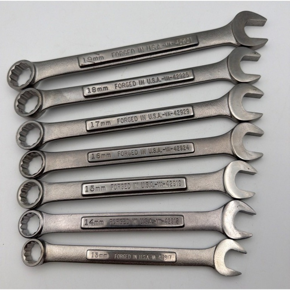 Vintage 7pc Craftsman 12pt VA USA 13mm-19mm Metric Combination Wrench Complete